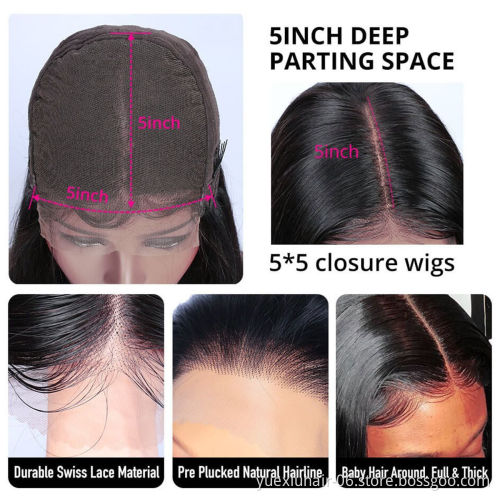 cheap wholesale Brazilian 100% Human Swiss HD Transparent 13x4 5X5 Lace Glueless Virgin all density Hair Wigs for Black Women